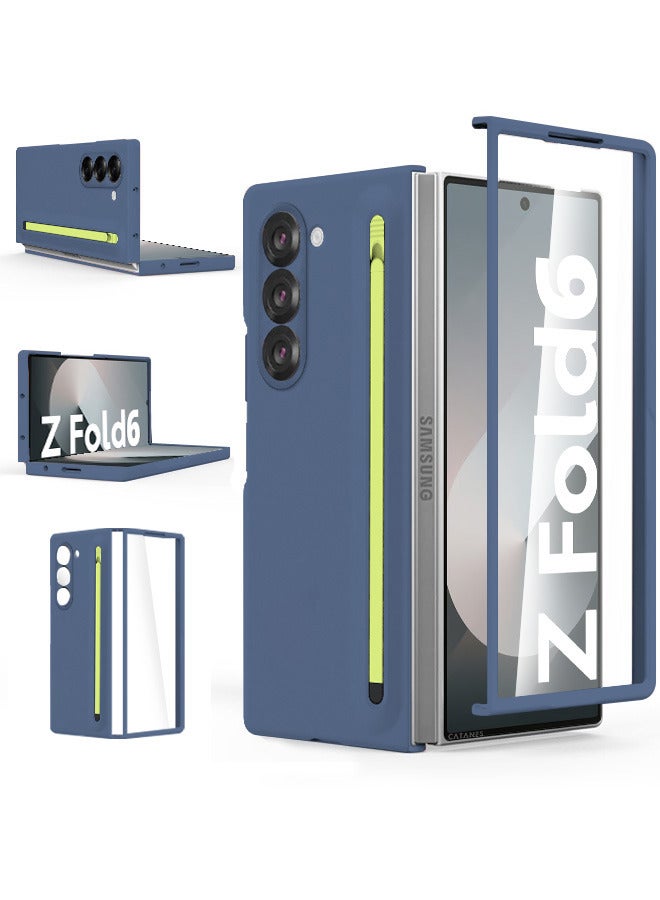 CATANES (for Samsung Galaxy Z Fold 6) Case with Screen Protector Ultra Hybrid Premium Case with Built-in New Compact S Pen, Holder and Storage Slot for Pen Blue - Image 2