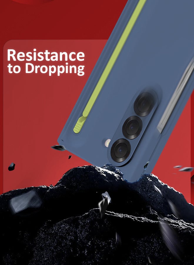 CATANES (for Samsung Galaxy Z Fold 6) Case with Screen Protector Ultra Hybrid Premium Case with Built-in New Compact S Pen, Holder and Storage Slot for Pen Blue - Image 4