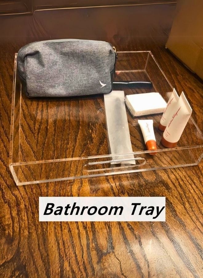 جاركو صينية تقديم أكريليك مقاس 45 × 35 سم، مقاومة للانسكاب، منظم صينية مزخرفة شفافة لطاولة القهوة العثمانية بمقابض - Image 1