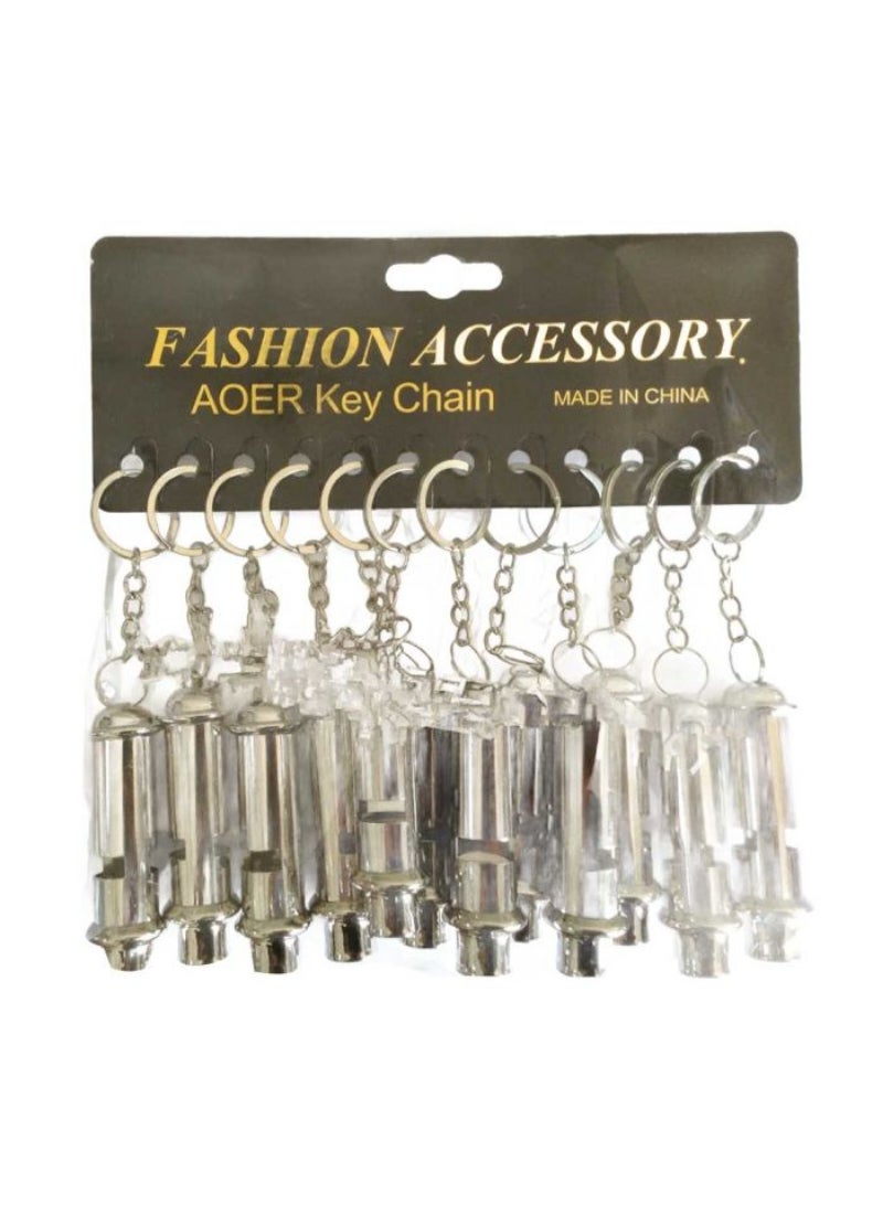 Whistle key chain silver