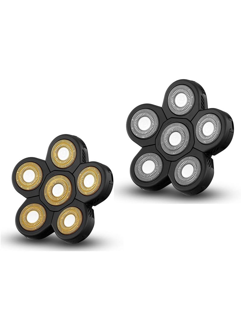 Roziapro - Roziapro Upgrade 6D Electric Shaver Replacement Head Freedom Head Shaver Replacement Blades Head Shavers for Bald Men Replaceable Head Waterproof Blades for Men Replacement Blade Head (Gold & Grey) - Image 1