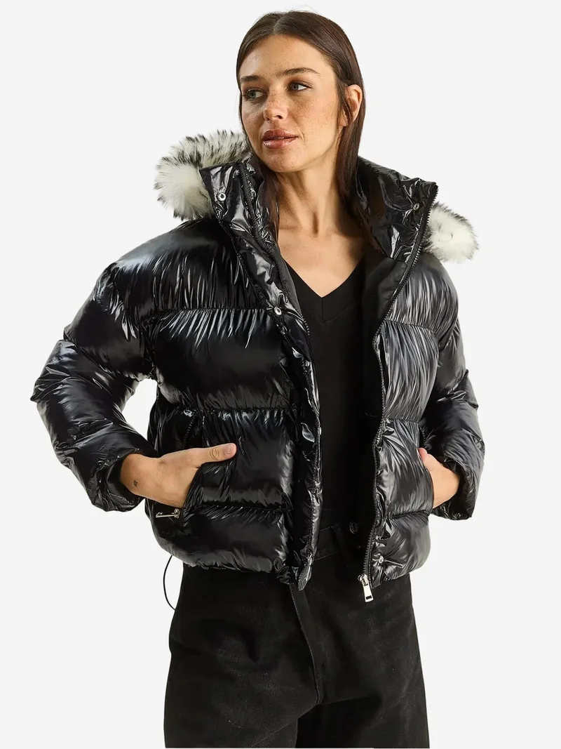 Bianco Lucci LUCCI Hooded Puffer Down Coat