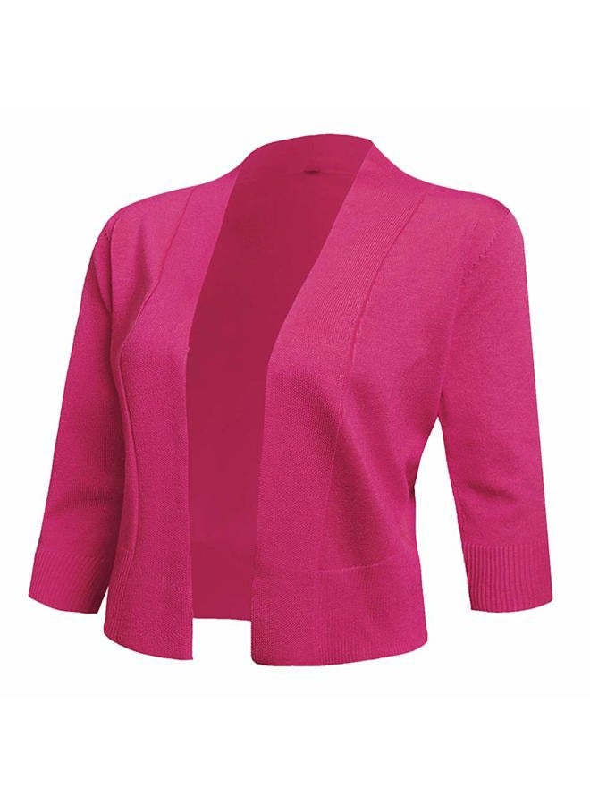 AAMILIFE Women's 3/4 Sleeve Cropped Cardigans Sweaters Jackets Open Front Short Shrugs for Dresses, 6-rose, XXL - Image 1