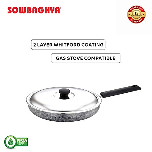 SOWBAGHYA Non Stick Fry Pan with Lid 24 cm (Multicolour) | with Soft Touch Handle | Stainless Steel Gas and Induction Compatible Fry Pan - Image 4
