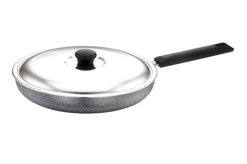SOWBAGHYA Non Stick Fry Pan with Lid 24 cm (Multicolour) | with Soft Touch Handle | Stainless Steel Gas and Induction Compatible Fry Pan - Image 1