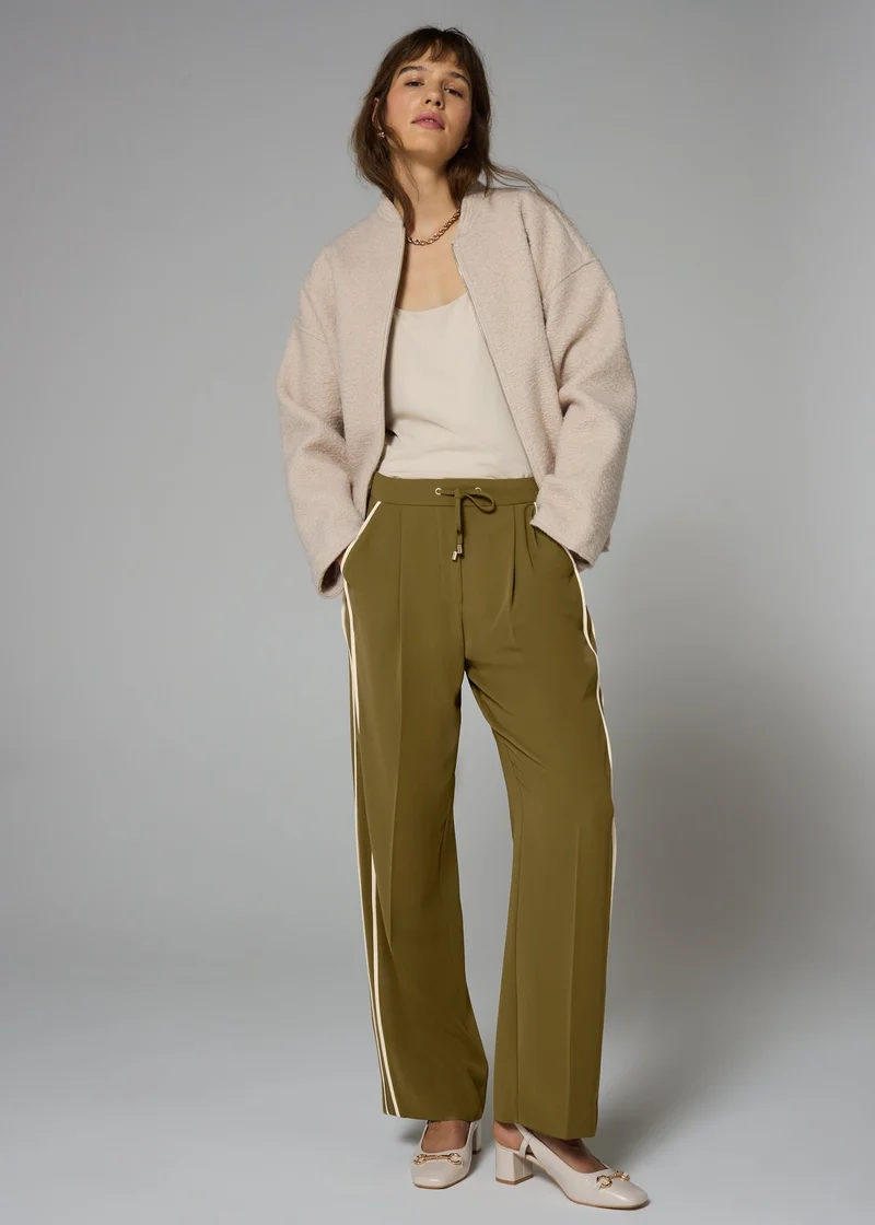 Matalan Et Vous Olive Side Stripe Wide Leg Trousers