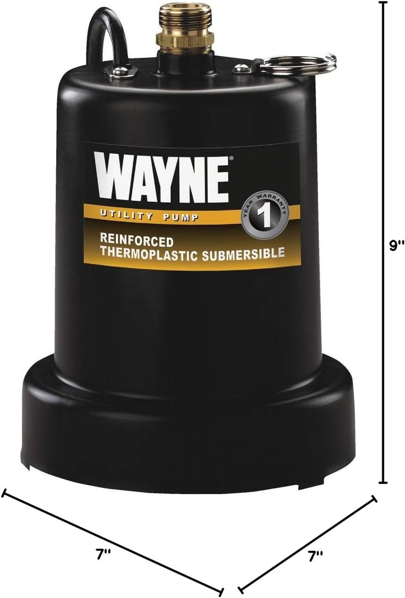 Wayne TSC130-1/6 HP Reinforced Thermoplastic Submersible Multi-Use Pump - Up to 1,250 Gallons Per Hour - Heavy Duty Multi-Use Pump - Image 3