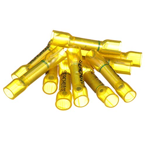 Seachoice Step Down 3-to-1 Heat Shrink Butt Connector, Marine Grade Heat-Shrinkable Butt Splices, Yellow, Pack of 10, 16-14 to 12-10 Wire Range - Image 1