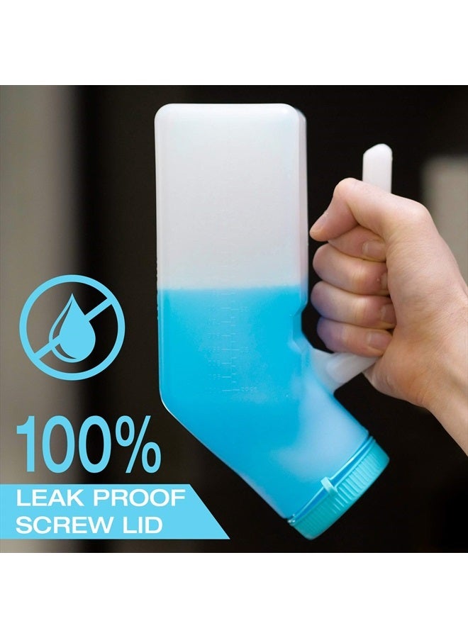 Tilcare Urinals for Men Glow in The Dark Lid by Tilcare (1 Pack) - 32oz/1000mL Thick Plastic Mens Bedpan Bottle with Screw-on Lid - Spill Proof Portable Pee Bottles - Travel Urine Collection Containers  - Image 2