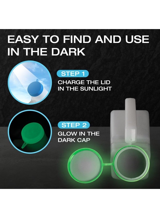 Tilcare Urinals for Men Glow in The Dark Lid by Tilcare (1 Pack) - 32oz/1000mL Thick Plastic Mens Bedpan Bottle with Screw-on Lid - Spill Proof Portable Pee Bottles - Travel Urine Collection Containers  - Image 3