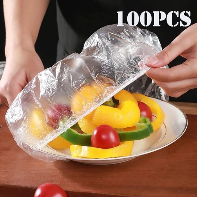 TARTAMYA TARTAMYA Food Storage Covers 100 Pieces Reusable Elastic Bowl Lids Kitchen Wrap Seal Bags for Vegetables Fridge Storage  - Image 2