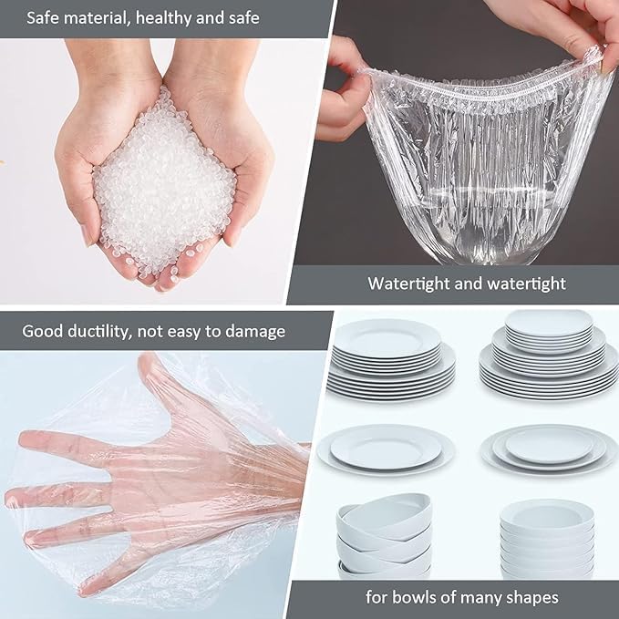 TARTAMYA TARTAMYA Food Storage Covers 100 Pieces Reusable Elastic Bowl Lids Kitchen Wrap Seal Bags for Vegetables Fridge Storage  - Image 3