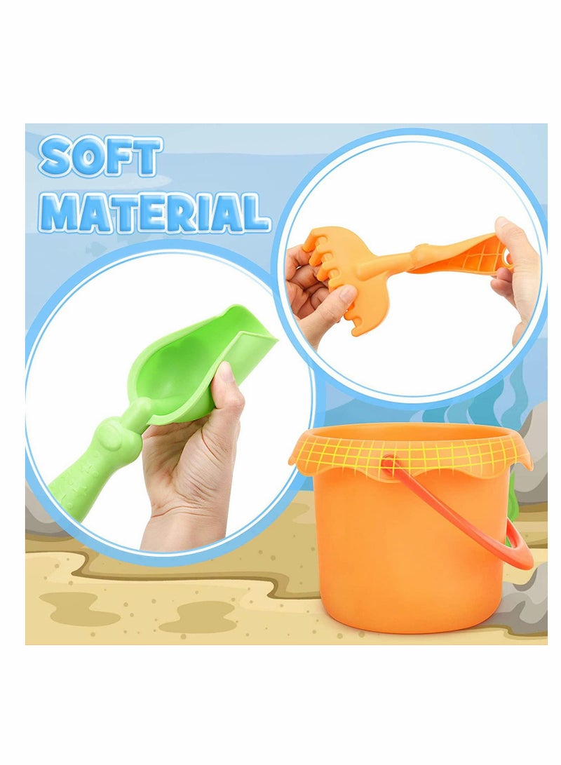 SYOSI Set Beach Toys for Toddlers Soft Material Truck Molds with Mesh Bag Sand and Water Play Assorted Colour Colorful Kids Castle - Image 5
