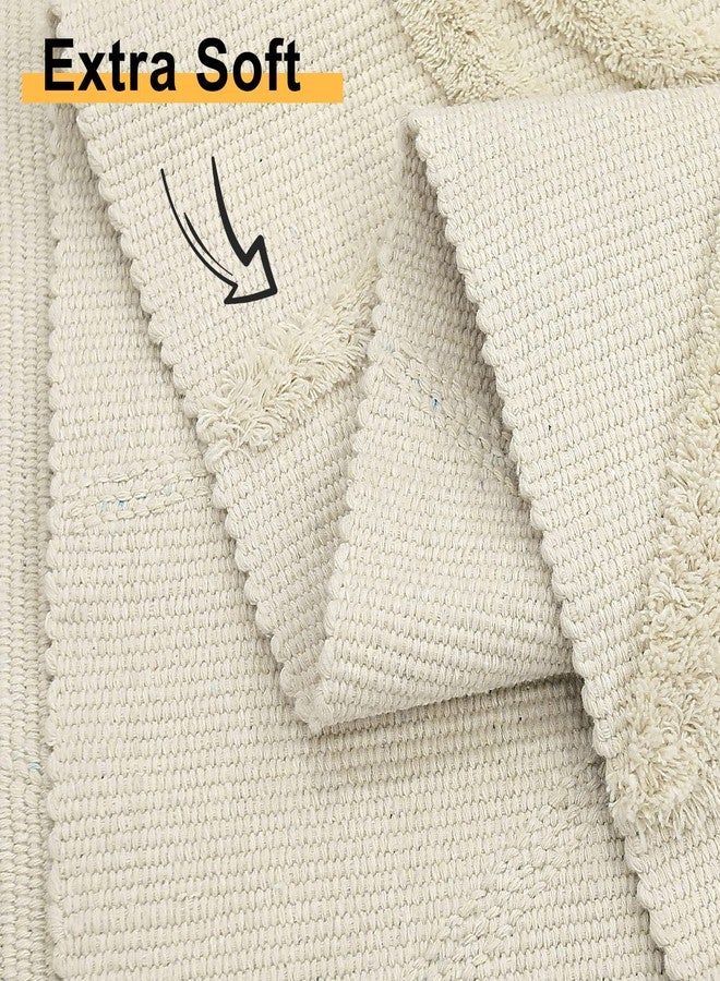 Uphome Kitchen Runner Rug 2'x4.3' Beige Evil Eye Tufted Boho Rug with Tassels Soft Cotton Washable Entryway Rugs Modern Minimalist Accent Rug for Bedroom Doormat Hallway Laundry Room - Image 2