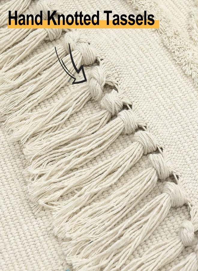 Uphome Kitchen Runner Rug 2'x4.3' Beige Evil Eye Tufted Boho Rug with Tassels Soft Cotton Washable Entryway Rugs Modern Minimalist Accent Rug for Bedroom Doormat Hallway Laundry Room - Image 3