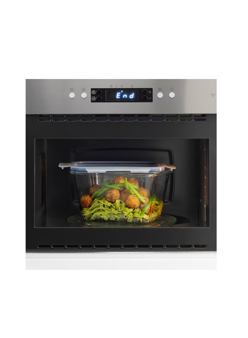 حافظة طعام بغطاء مستطيل زجاجي / بلاستيك 1.8 لتر - Image 2