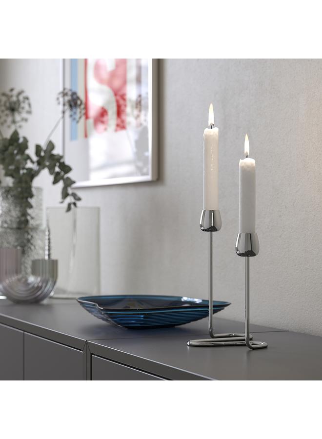 erorex Candlestick for 2 candles, silver-colour, 20 cm - Image 2