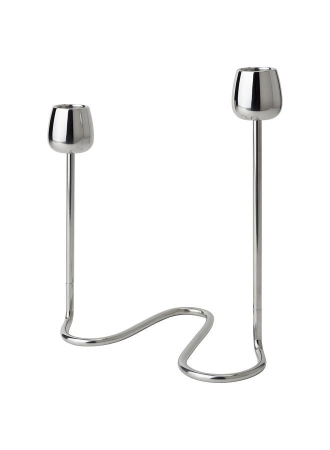 erorex Candlestick for 2 candles, silver-colour, 20 cm - Image 1
