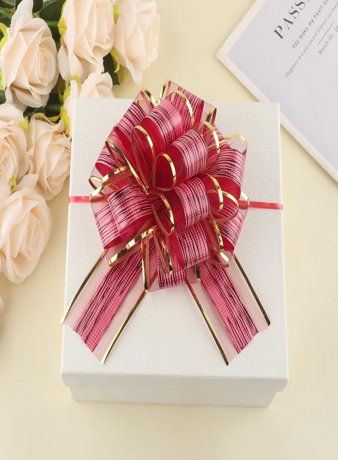 Motroce 50Pcs 6 Inch Large Pull Bows, Gold Ribbon Bow for Gift Wrapping, Wedding, Christmas, Valentine's Day Present Decoration Bow(Burgundy - Image 3