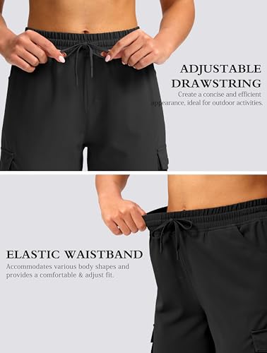 Viodia 15" Long Shorts for Women Hiking Cargo Bermuda Shorts Lightweight Quick Dry Knee Length Capris for Summer Travel Fishing Black - Image 5
