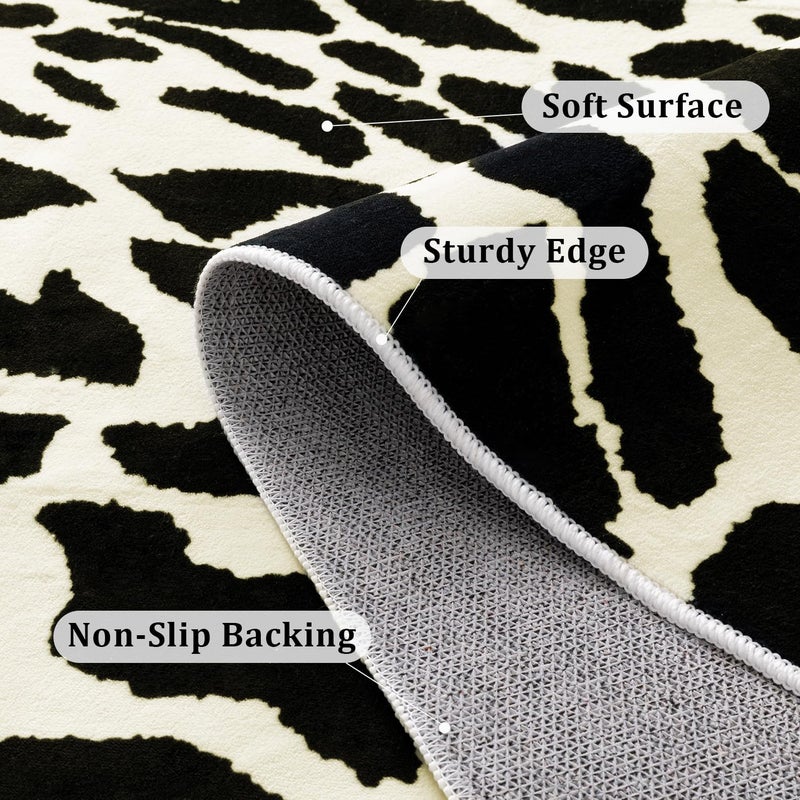 YIHOUSE Leopard Rug for Living Room, Black and White Cute Cheetah Print Rug Modern Washable Animal Printed Rugs for Bedroom, Girls Boys Dorm Room Nursery Room, Playroom, 6x9 - Image 3