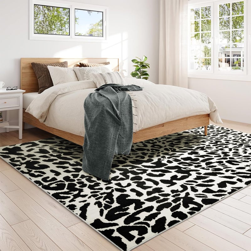 YIHOUSE Leopard Rug for Living Room, Black and White Cute Cheetah Print Rug Modern Washable Animal Printed Rugs for Bedroom, Girls Boys Dorm Room Nursery Room, Playroom, 6x9 - Image 5
