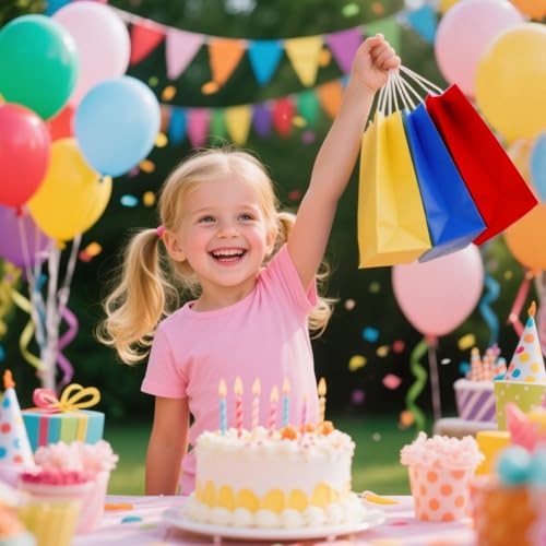 Wddeevoi 10 Pcs Paper Gift Bags with Handles, 8" Rainbow Color Goodie Bags for Party, Christmas, Favor, Birthday, Wedding, Events, Classrooms, Celebrations - Image 3