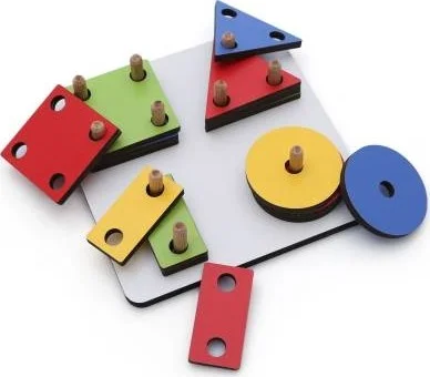ماشو تريند Educational Geometric Shape - Square Shape Wooden Colorful Geometric Screwing Toy - Baby Toy - Ksvo