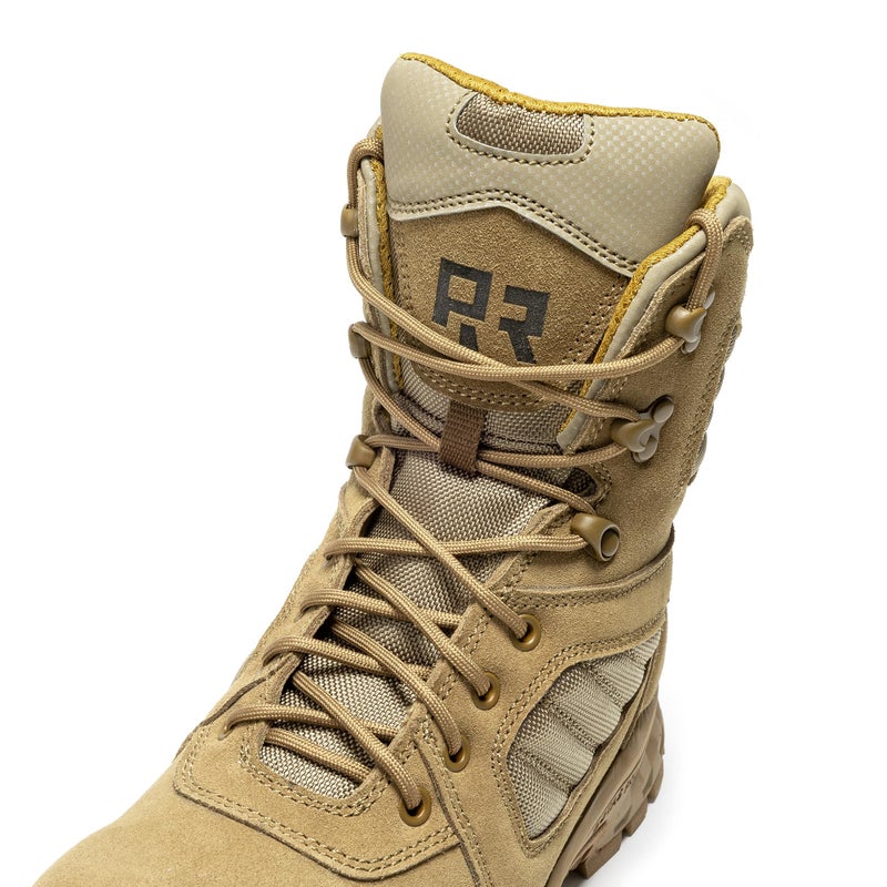 ROCKROOSTER Burano Men's 8-Inch Military Tactical Boots, Coyote Suede & Nylon, YKK Side Zipper for Easy On/Off, Waterproof with HYDROGUARD Lining, EH Electrical Hazard Safe AB540-9.5 - Image 2