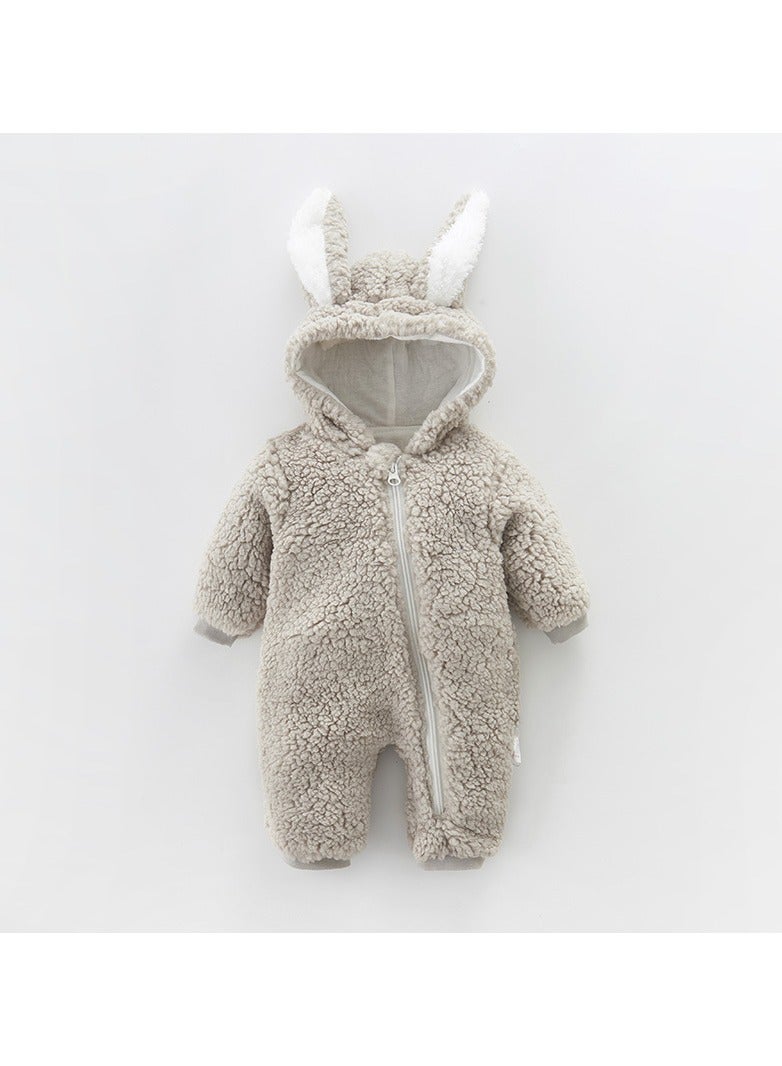 Loquat Infant Autumn And Winter Hooded And Thickened Jumpsuit 