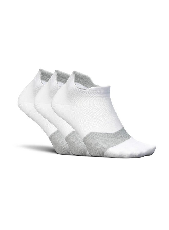 Feetures Elite Ultra Light Cushion Ankle Socks - Sport Sock With Targeted Compression - New White, M (3 Pair) - Image 1