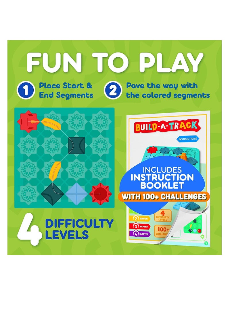 Build-A-Track Brain Teaser Puzzles for Kids Ages 3+ Educational and Smart Logic Board Game for Children, 4 Levels & 118 Skill-Building Challenges, Fun Home and Travel Boys & Girls Activity