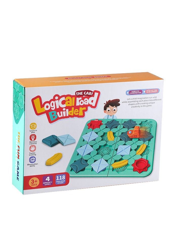 Build-A-Track Brain Teaser Puzzles for Kids Ages 3+ Educational and Smart Logic Board Game for Children, 4 Levels & 118 Skill-Building Challenges, Fun Home and Travel Boys & Girls Activity
