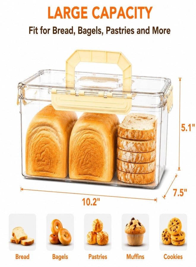 LLMRR Bread Box with Slicer & Ice Chilled Condiment Caddy, Portable Airtight Bread Storage Container with Lid Handle for Kitchen Counter, Bread Keeper for Homemade Bread,Toast, Bagel, Cookies, Beige - Image 3