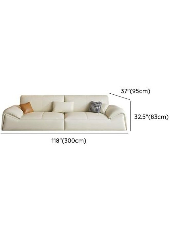 Ripple FURNITURE UAE Homes Modern Leather Sofa, Off-White, 3-Seater with Decorative Pillows, Living Room Couch - Image 2
