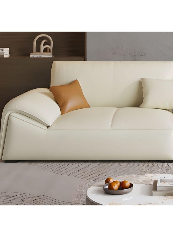 Ripple FURNITURE UAE Homes Modern Leather Sofa, Off-White, 3-Seater with Decorative Pillows, Living Room Couch - Image 5