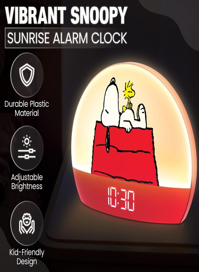 Peanuts Snoopy Sunrise Alarm Clock – Vibrant Snoopy Edition with Multicolor Lights, USB Charging, LED Display, Gentle Wake-Up Simulation, and Handy Snooze Function, Red - Image 5