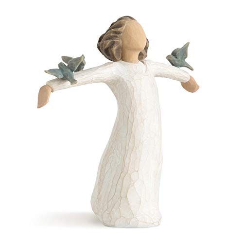 Willow Tree Happiness, Free to Sing, Laugh, Dance, Create, Figure with 3 Bluebirds on Arms, Gift for Graduates or to Encourage and Support Creative Expression, Sculpted Hand-Painted Figure - Image 1