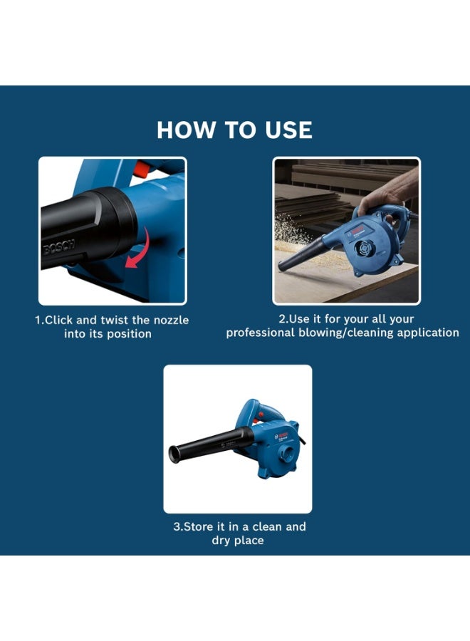 بوش BOSCH GBL 650 Professional Blower | 650 W Motor | Airflow of 3.7 m3/min | Lightweight & Ergonomic Design | Compatible with Multiple Nozzle Attachments| 1.7 kg Professional Blower| 1 Yr Warranty - Image 3