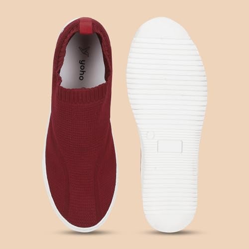 YOHO FreeStep spacious and casual slip on shoes | Comfortable for long hours of walking | Outperforms memory foam | Arch support Insole | Maroon - UK 9 - Image 4