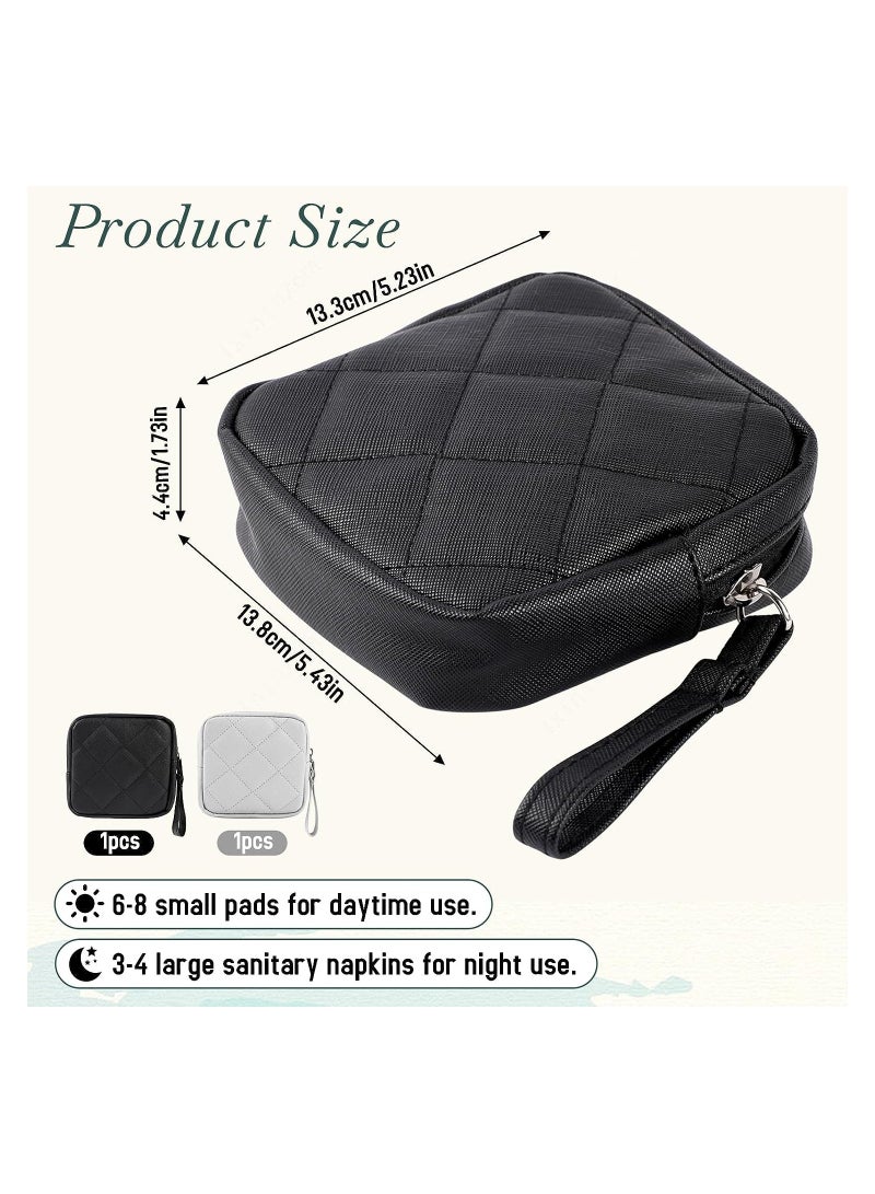 KASTWAVE Sanitary Napkin Storage Bag, 2 Pcs Portable Period Bag, Feminine Menstrual Pad Tampon Organizer First Period Pouch for Teen Girls Women Ladies (Black&Grey)  - Image 4