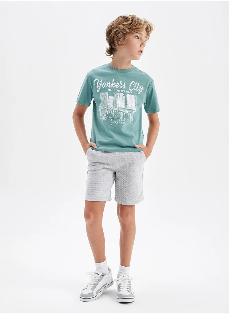 DeFacto Printed Short Sleeve T-Shirt And Shorts 2-Piece Set