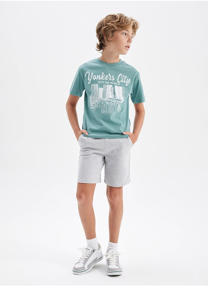 DeFacto Printed Short Sleeve T-Shirt And Shorts 2-Piece Set  - Image 1