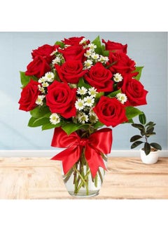 IndiaFlowersGifts IFGs Beautiful Vase Arrangement of Red Roses 12 pcs Fresh Flowers Same Day Delivery 