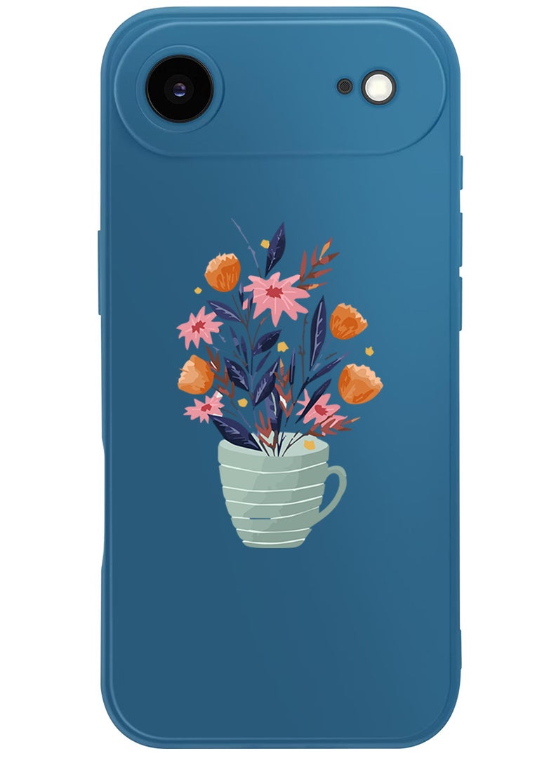 Theodor Protective Slim Fit Case Liquid Silicone Cover with Full Body Protection Anti-Scratch Shockproof Case For Apple iPhone 17 Air (Blue) Cup of Flower - Image 1