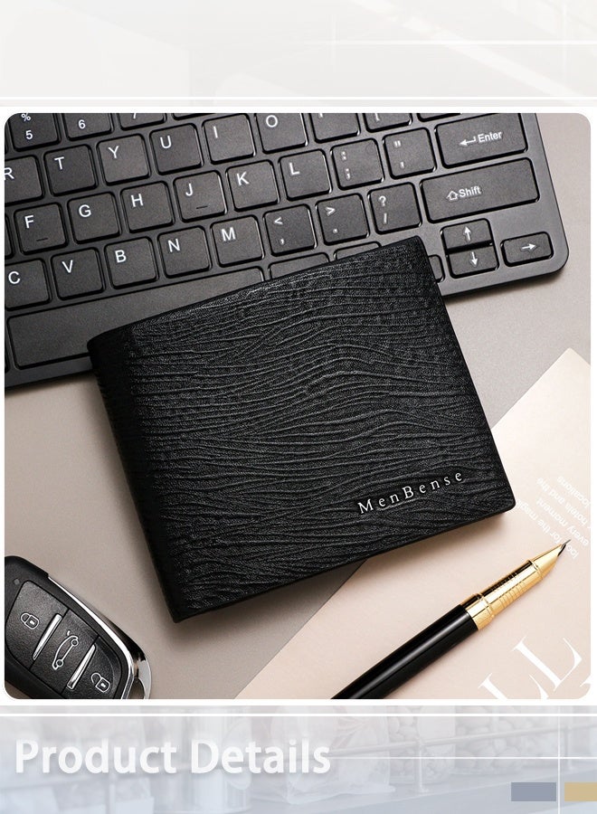 MenBense Leather Wallet for Men, Business Wallet，Custom Birthday Gifts for Men, Son, Grandpa, and Boyfriend, Wedding, Anniversary, Graduate--Black - Image 2