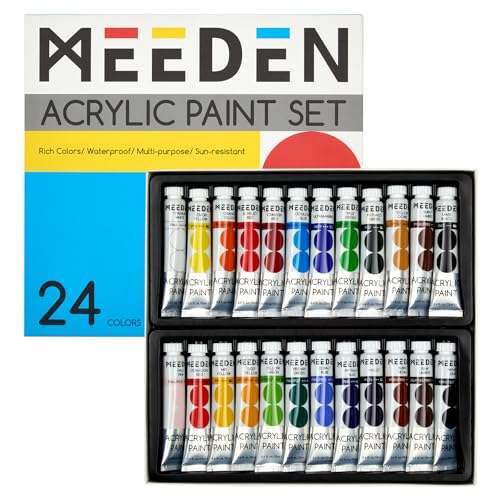 MEEDEN Beginners Acrylic Paint Set 24 Colors 12ml041 fl oz Heavy Body Art Craft Paints NonToxic Rich Pigment Hobbists Halloween Pumpkin Painting for Adults on Canvas Wood Fabric - Image 1