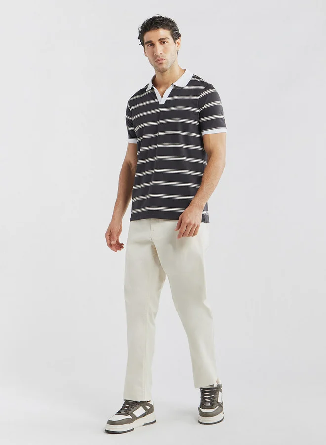 Splash FAV Striped Polo T-shirt with Short Sleeves