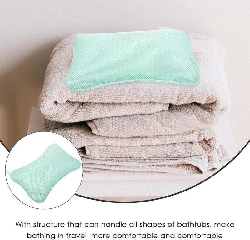 Bathtub Pillow with 3D Mesh Breathable Cover, Non-Slip Suction Cups, Comfortable Head Rest Pad for Soaking Tub, Washable Bath Cushion for Home Spa and Relaxation Random Color - Image 3