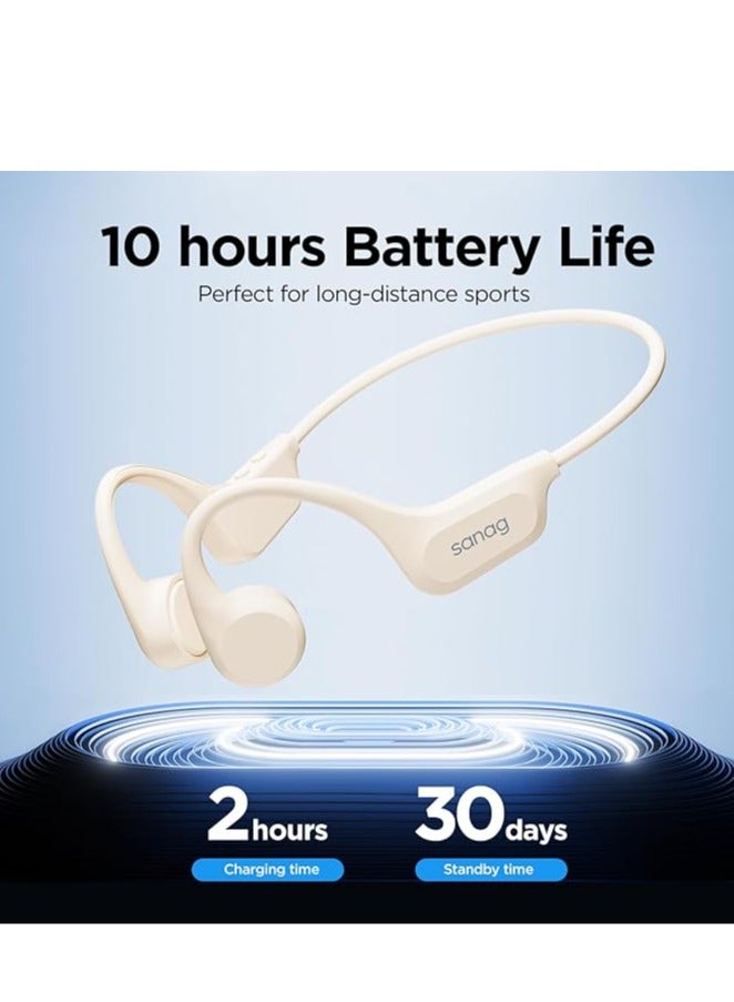 ساناج Sanag B60S Pro Bone Conduction Sports Headphones, IPX8 Waterproof Swimming Bluetooth 5.3 Earphones, 32GB MP3 Player, Open Ear Wireless Headset with Mic & App, for Running, Cycling, Workout (White) - Image 5